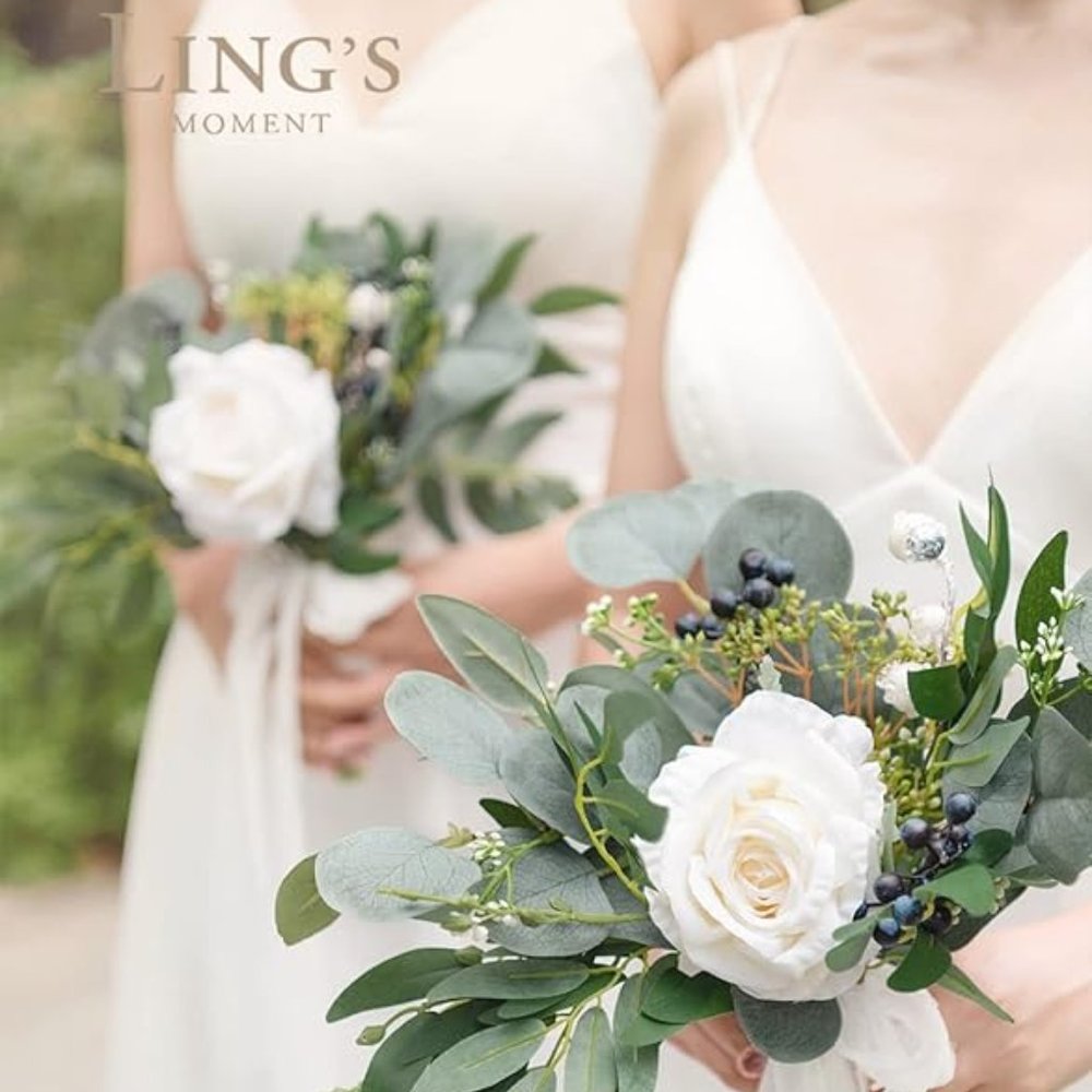 4 bridesmaids bouquets - Ling's Moments Natural White